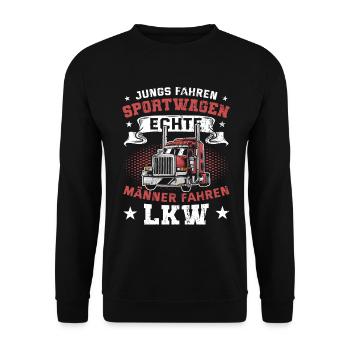 Chauffeur de camion - Real Men Drive Truck - Sweat-shirt Unisexe - noir - Devant - Alina (178cm) & Michal (187cm)