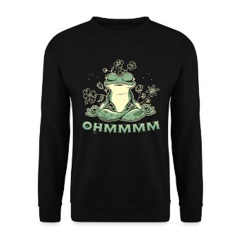 Ohmmm Meditierender Frosch Yoga Meditation Namaste - Unisex Pullover - Schwarz - Vorne - Alina (178cm) & Michal (187cm)