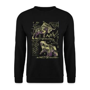 Shareholder Bulle Bär Börse Aktienmarkt DAX Trader - Unisex Pullover - Schwarz - Vorne - Alina (178cm) & Michal (187cm)