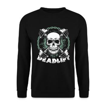 Skull Deadlift Barbell Gym Workout Fitness - Unisex Sweatshirt - black - Front - Alina (178cm) & Michal (187cm)