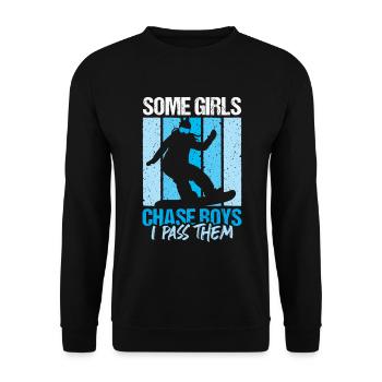 Funny Snowboarder Snowboarding Girl - Unisex Sweatshirt - black - Front - Alina (178cm) & Michal (187cm)
