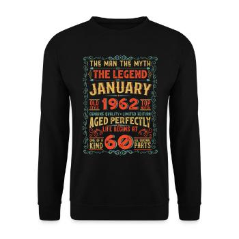 The Man The Myth The Legend 60 Birthday 1962 - Unisex Sweatshirt - black - Front - Alina (178cm) & Michal (187cm)
