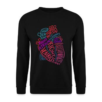 Krankenschwester Shirt Anatomisches Herz Kardiolog - Unisex Pullover - Schwarz - Vorne - Alina (178cm) & Michal (187cm)