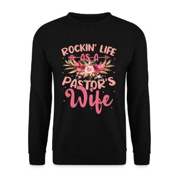 Church Christian Rockin Life As A Pastors Wife - Unisex Sweatshirt - black - Front - Alina (178cm) & Michal (187cm)