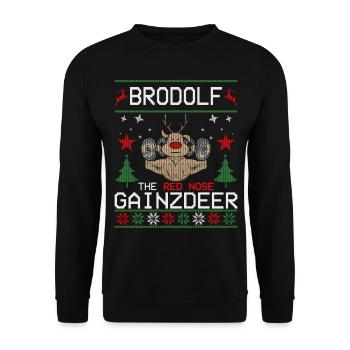 Brodolf Le Nez Rouge Gainzdeer Pull Moche - Sweat-shirt Unisexe - noir - Devant - Alina (178cm) & Michal (187cm)