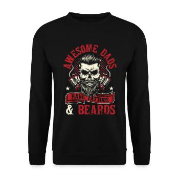 Väter haben Tätowierungen und Bärte - Unisex Pullover - Schwarz - Vorne - Alina (178cm) & Michal (187cm)