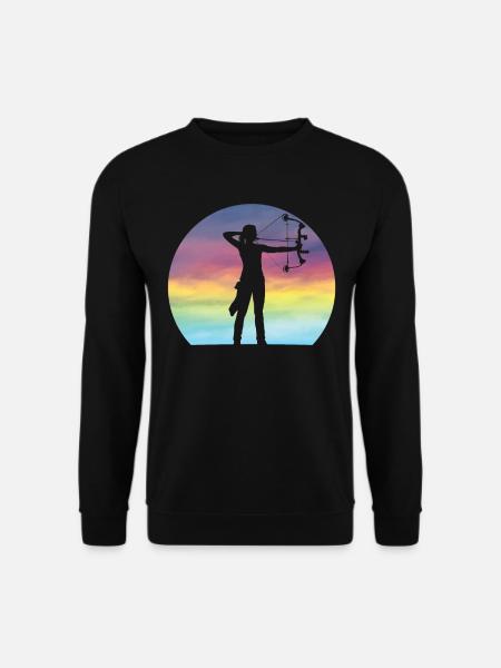 Bogenschießen Mädchen Retro Sonnenuntergang Bogenjagd Bogenschießen - Unisex Pullover - Schwarz