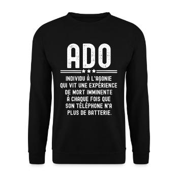 définition Ado adolescent, cadeau pour ado - Sweat-shirt Unisexe - noir - Devant - Alina (178cm) & Michal (187cm)