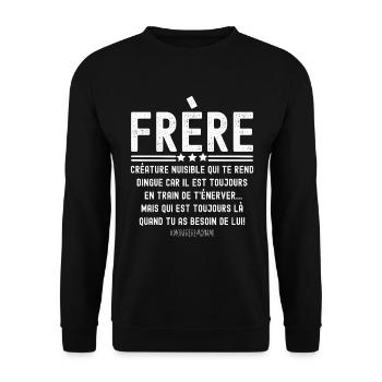 définition frère, cadeau pour frère - Sweat-shirt Unisexe - noir - Devant - Alina (178cm) & Michal (187cm)