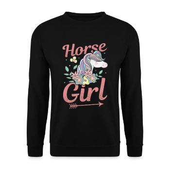 I Love My Horses Reitpferd Mädchen - Unisex Pullover - Schwarz - Vorne - Alina (178cm) & Michal (187cm)