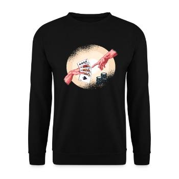 Poker Texas HoldEm Blessed Playing Cards Poker - Unisex Sweatshirt - black - Front - Alina (178cm) & Michal (187cm)