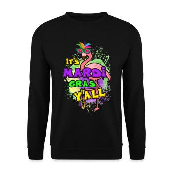 It's Mardi Gras Y'All Funny Flamingo With Beads - Unisex Sweatshirt - black - Front - Alina (178cm) & Michal (187cm)
