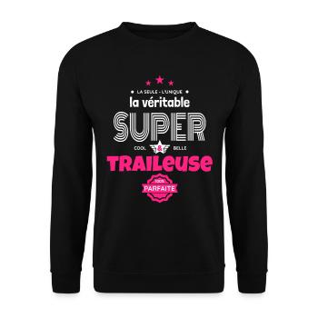 super traileuse 100% parfaite t-shirt humour - Sweat-shirt Unisexe - noir - Devant - Alina (178cm) & Michal (187cm)