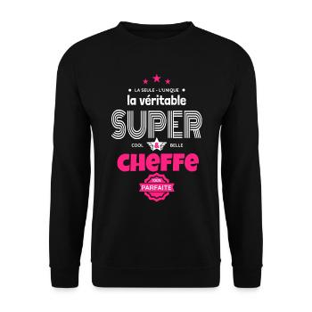 super cheffe 100% parfaite t-shirt humour - Sweat-shirt Unisexe - noir - Devant - Alina (178cm) & Michal (187cm)
