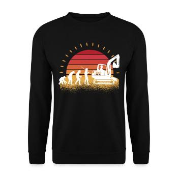 Retro Excavator Excavator Driver Evolution Construction Site - Unisex Sweatshirt - black - Front - Alina (178cm) & Michal (187cm)