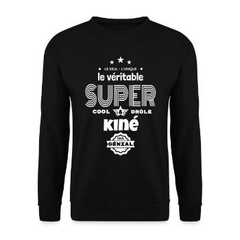 super kiné 100% génial humour - Sweat-shirt Unisexe - noir - Devant - Alina (178cm) & Michal (187cm)