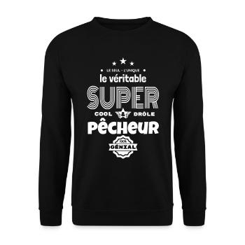 super pêcheur 100% génial humour - Sweat-shirt Unisexe - noir - Devant - Alina (178cm) & Michal (187cm)