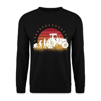 Rétro Tracteur Agriculteur Tracteur Récolte au champ Agriculteur - Sweat-shirt Unisexe - noir - Devant - Alina (178cm) & Michal (187cm)