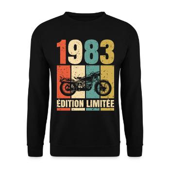 1983 Anniversaire Motard Vintage Cadeau Moto - Sweat-shirt Unisexe - noir - Devant - Alina (178cm) & Michal (187cm)
