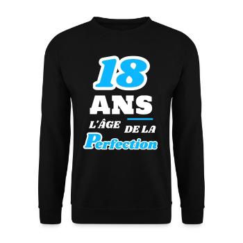 18 ans l’âge de la perfection anniversaire humour - Sweat-shirt Unisexe - noir - Devant - Alina (178cm) & Michal (187cm)