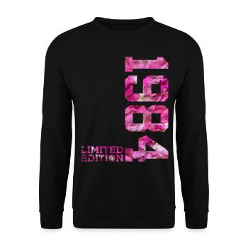 LIMITED EDITION 1984 PINK 42. GEBURTSTAG - Unisex Pullover - Schwarz - Vorne - Alina (178cm) & Michal (187cm)