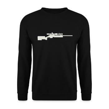 Jäger Büchse - Unisex Pullover - Schwarz - Vorne - Alina (178cm) & Michal (187cm)