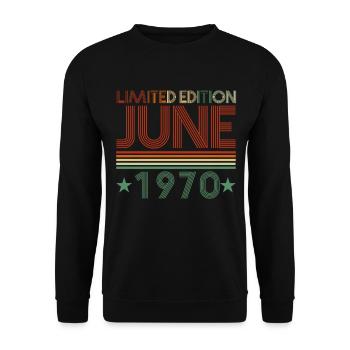 52ème anniversaire Juin né 1970 Idée cadeau - Sweat-shirt Unisexe - noir - Devant - Alina (178cm) & Michal (187cm)