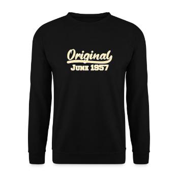 65e anniversaire Juin né 1957 Idée cadeau - Sweat-shirt Unisexe - noir - Devant - Alina (178cm) & Michal (187cm)