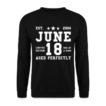 18ème anniversaire Juin millésime 2004 idée cadeau - Sweat-shirt Unisexe - noir - Devant - Alina (178cm) & Michal (187cm)