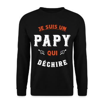 Je suis un papy qui déchire - Sweat-shirt Unisexe - noir - Devant - Alina (178cm) & Michal (187cm)