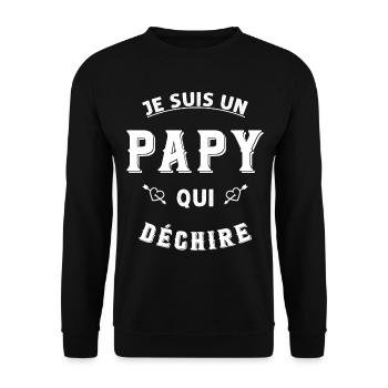 Je suis un papy qui déchire - Sweat-shirt Unisexe - noir - Devant - Alina (178cm) & Michal (187cm)