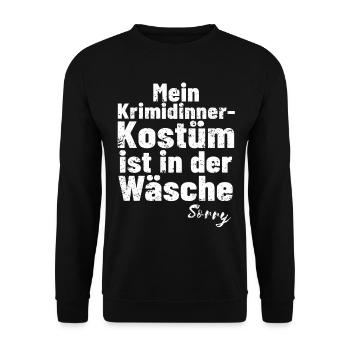 Krimidinner Kostüm in Wäsche lustiges Krimidinner - Unisex Pullover - Schwarz - Vorne - Alina (178cm) & Michal (187cm)