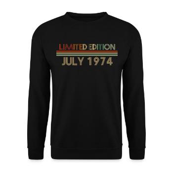 48ème anniversaire Juillet né 1974 Idée cadeau - Sweat-shirt Unisexe - noir - Devant - Alina (178cm) & Michal (187cm)