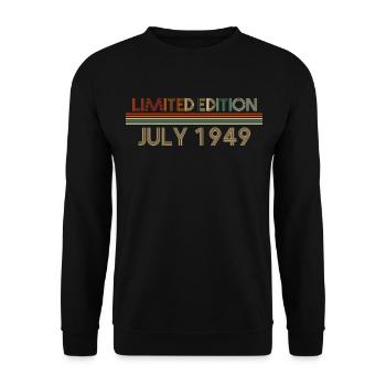 73. Geburtstag Juli Jahrgang 1949 Geschenkidee - Unisex Pullover - Schwarz - Vorne - Alina (178cm) & Michal (187cm)