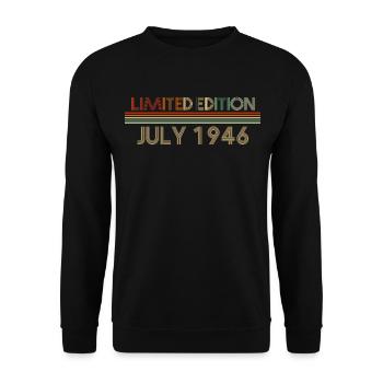 76e anniversaire Juillet né 1946 Idée cadeau - Sweat-shirt Unisexe - noir - Devant - Alina (178cm) & Michal (187cm)