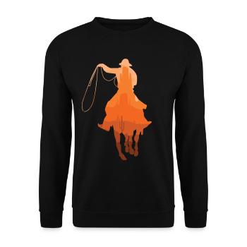 Cowboy Sunset Vintage Western Landscape Cheval - Sweat-shirt Unisexe - noir - Devant - Alina (178cm) & Michal (187cm)