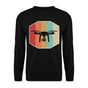 Vintage Retro Drone Pilote Quadcopter Robotique - Sweat-shirt Unisexe - noir - Devant - Alina (178cm) & Michal (187cm)