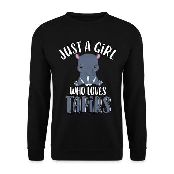 Nur ein Mädchen, das Tapire liebt süßes lustiges Tier - Unisex Pullover - Schwarz - Vorne - Alina (178cm) & Michal (187cm)