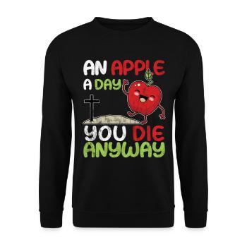An Apple A Day You Die Anyway - Unisex Pullover - Schwarz - Vorne - Alina (178cm) & Michal (187cm)