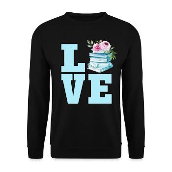 Süßes Buch Liebhaber Aquarell Blumen Lesebuch - Unisex Pullover - Schwarz - Vorne - Alina (178cm) & Michal (187cm)