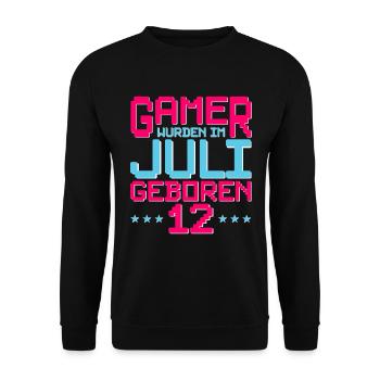 12. Geburtstag Juli Jahrgang 2010 Gamer - Unisex Pullover - Schwarz - Vorne - Alina (178cm) & Michal (187cm)