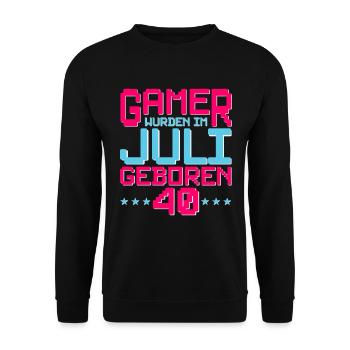 40. Geburtstag Juli Jahrgang 1982 Gamer - Unisex Pullover - Schwarz - Vorne - Alina (178cm) & Michal (187cm)