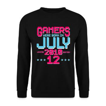 12th Birthday July Vintage 2010 Gamer - Unisex Sweatshirt - black - Front - Alina (178cm) & Michal (187cm)