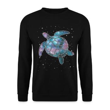 Space Sea Turtle Milky Way Galaxy Nebula Universe - Unisex Sweatshirt - black - Front - Alina (178cm) & Michal (187cm)