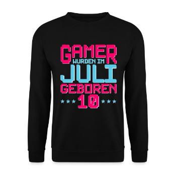 10. Geburtstag Juli Jahrgang 2012 Gamer - Unisex Pullover - Schwarz - Vorne - Alina (178cm) & Michal (187cm)