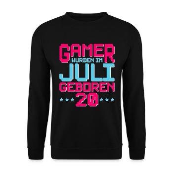 20. Geburtstag Juli Jahrgang 2002 Gamer - Unisex Pullover - Schwarz - Vorne - Alina (178cm) & Michal (187cm)