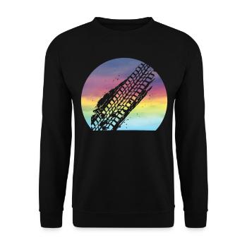 Mudding Retro Sunset Cute Mudding Tire Track ATV - Unisex Sweatshirt - black - Front - Alina (178cm) & Michal (187cm)