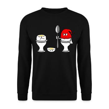 Ei geköpft - Unisex Pullover - Schwarz - Vorne - Alina (178cm) & Michal (187cm)