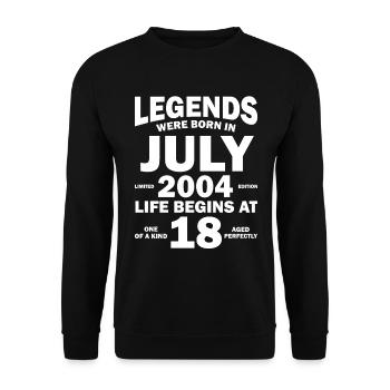 18ème anniversaire Juillet millésime 2004 idée cadeau - Sweat-shirt Unisexe - noir - Devant - Alina (178cm) & Michal (187cm)
