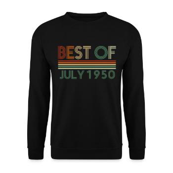 72. Geburtstag Juli Jahrgang 1950 Geschenkidee - Unisex Pullover - Schwarz - Vorne - Alina (178cm) & Michal (187cm)